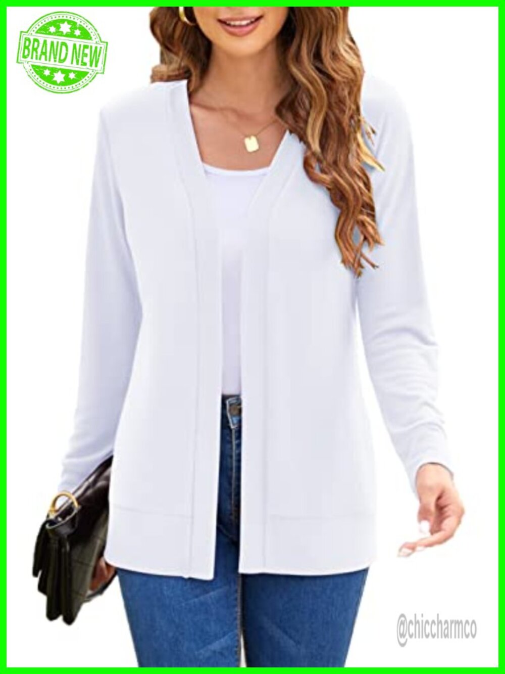 Womens Long Sleeve Open Front Cardigan | Lightweight Rayon Spandex Knit Sweater